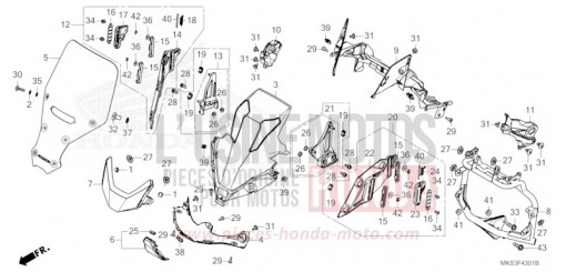 GAINE DE PROTECTION AVANT (CRF1100A2/A4/AL2/AL4/D2/D4/DL2/DL4) CRF1100A2L de 2020